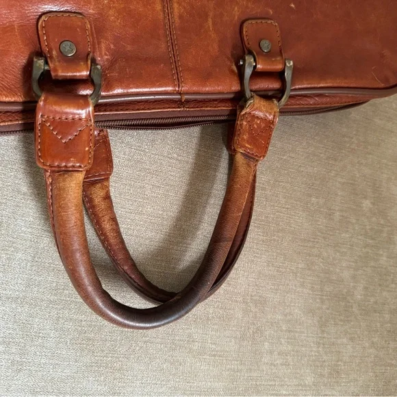 Custom made brown leather laptop bag